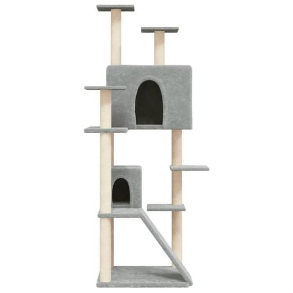 Kattetræ - Eksklusivt hus - Lys grå - 153 cm - Sisalstolper ljusgrått