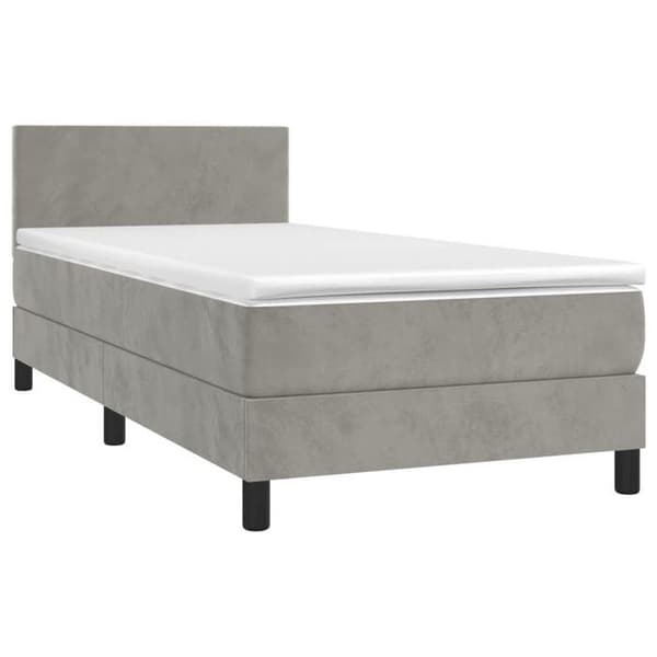 Maison Exclusive - Sengebund med lameller og madras samt LED Lys Lys grå 90x190cm