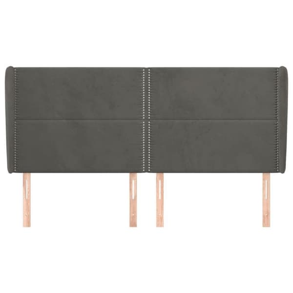 Maison Exclusive - Päätylevy korvilla Tummanharmaa 163x23x118/128 cm Sametti Mörkgrå
