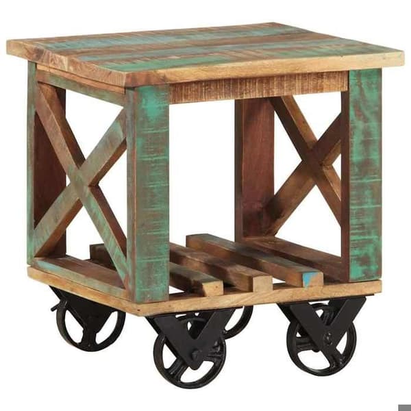 Maison Exclusive - Sidebord med hjul 40x40x42 cm Genbrugstræ