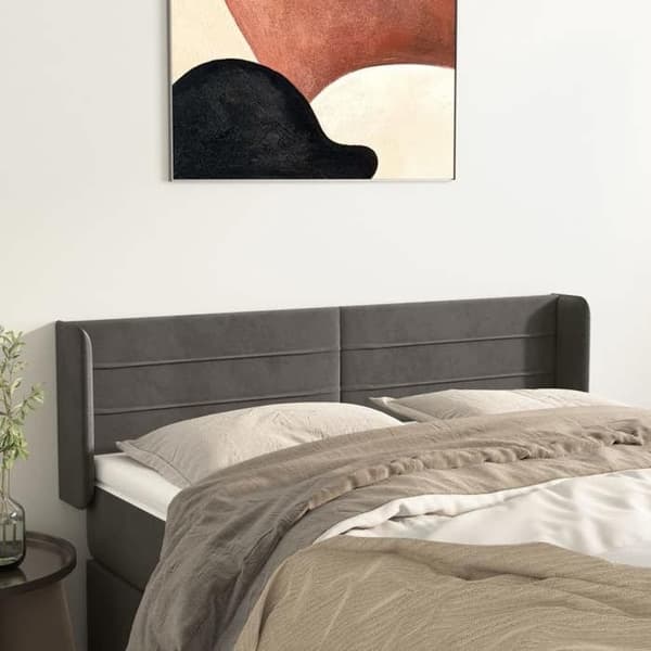 Maison Exclusive - Päätylevy korvilla Tummanharmaa 147x16x78/88 cm Sametti mörkgrå