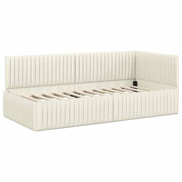 Maison Exclusive - Hörnsängram Creme 90 cm x 200 cm Sammet