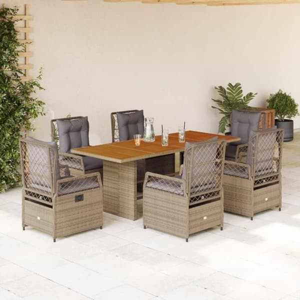 Havemøbler - EKSKLUSIVT HUS - 7 dele - Beige - Poly rattan - Justerbar ryg beige
