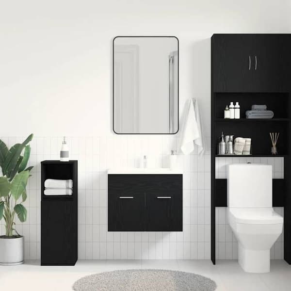 Maison Exclusive - Badeværelses underskabs møbel i sort eg 60 x 38,5 x 46 cm ingeniørtræ