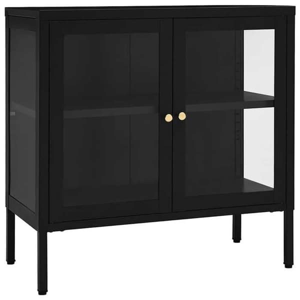 Maison Exclusive - Buffé Svart 70x35x70 cm Stål och glas