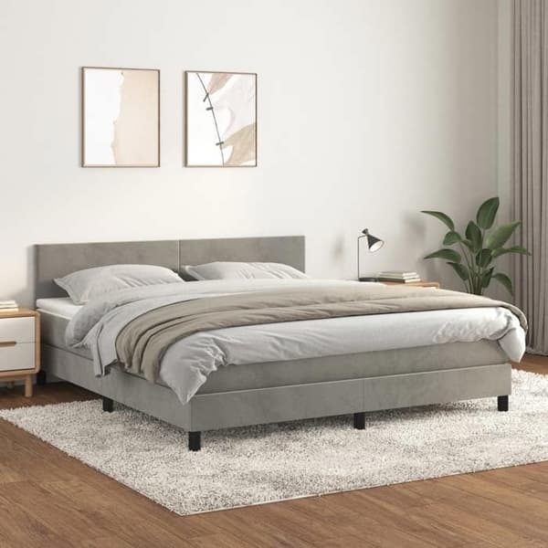 Maison Exclusive - Seng med lameller og grå velourmadrasser 180x200cm