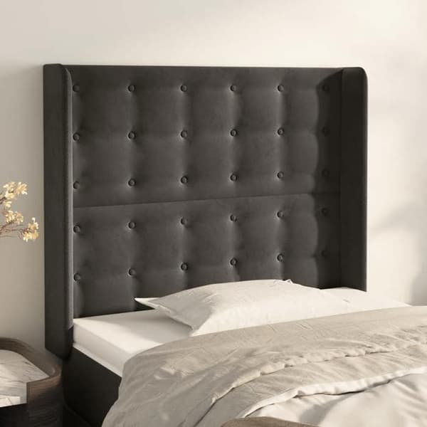 Maison Exclusive - Päätylevy korvilla Tummanharmaa 93x16x118/128 cm Sametti Mörkgrå