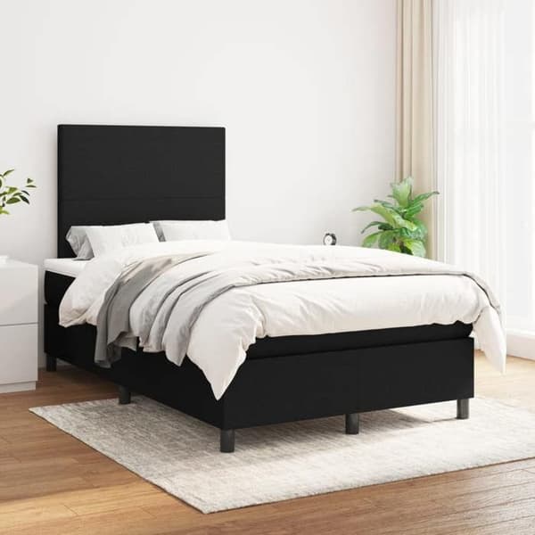 Maison Exclusive - Seng med lameller og madras Sort 120x200 cm Stof