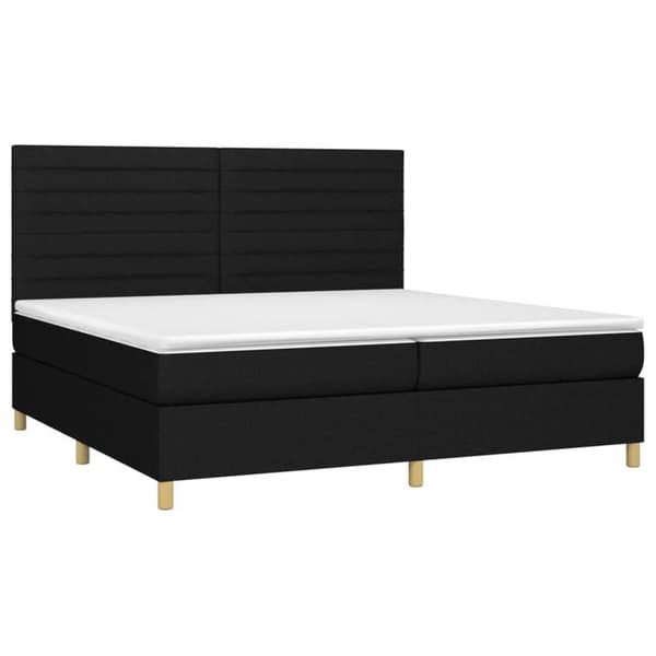 Maison Exclusive - Sengebund med lameller og madras samt LED Sort 200x200 cm Stof
