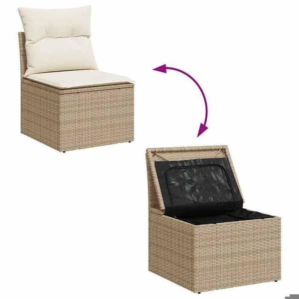 Maison Exclusive - Trädgårdsmöbler med kuddar 5 delar beige flätad resin