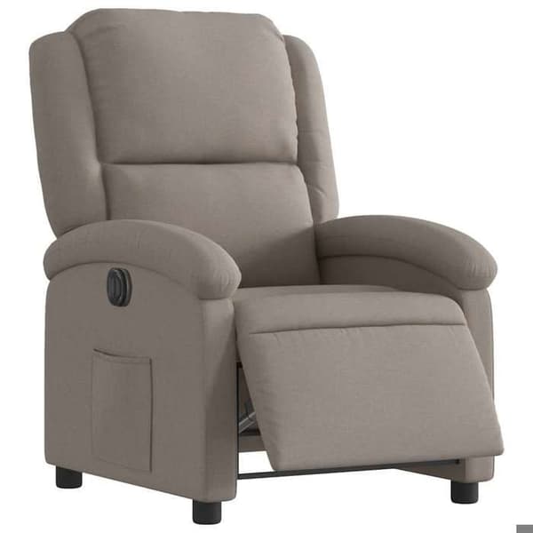 Elastisk elektrisk fåtölj - EXKLUSIV HEM - Taupe Tyg - Lutning 135° - Sidoficka - Metall/trä ram Mol