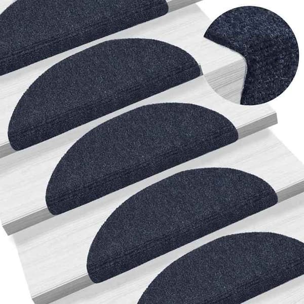 Maison Exclusive - Selvklæbende trappetæpper 30 stk. 56 x 17 x 3 cm Blå Halvcirkel