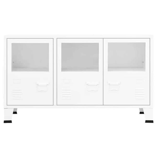 Maison Exclusive - Industriel buffet Hvid 105x35x62 cm Metal og glas Vit