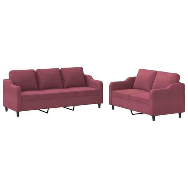 Maison Exclusive - Sæt af 2 sofaer med puder Rød bordeaux Stof