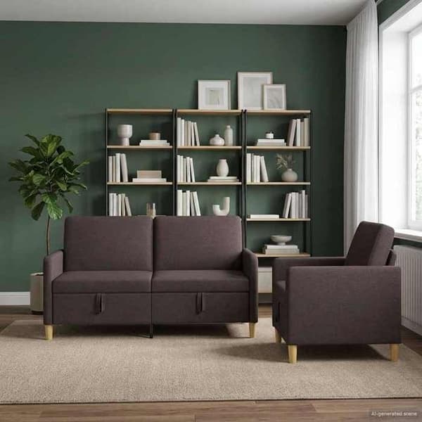 Maison Exclusive - Soffa med förvaring 2 st Marron foncé Polyester