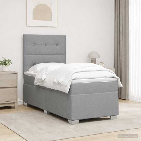 Maison Exclusive - Boxspring säng med madrass Ljusgrå 90 x 200 cm Tyg Ljusgrått