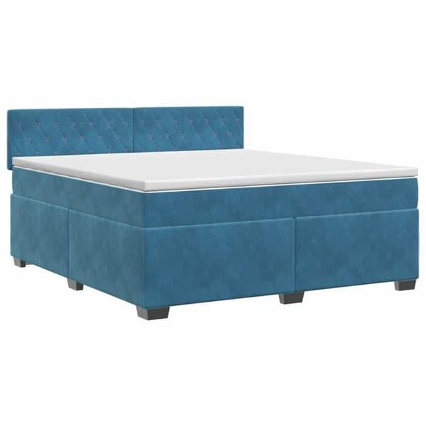 Maison Exclusive - Boxspring seng med madras Mørkeblå 140 x 200 cm Velour Mörkblå
