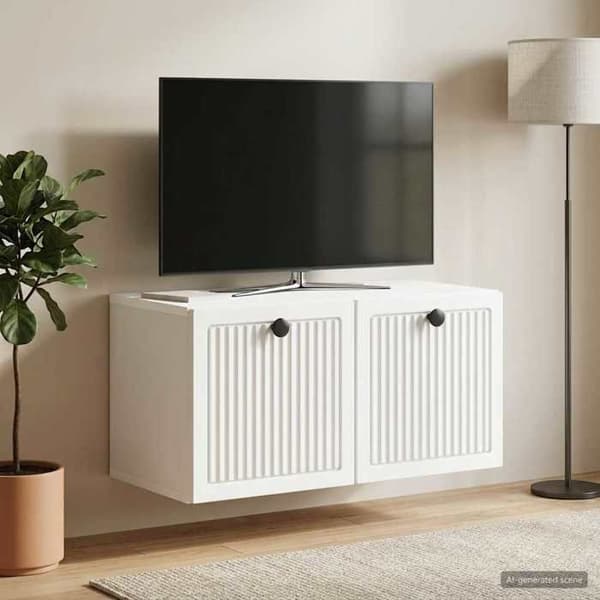 Väggmonterad TV-möbel - EXKLUSIV HEM - 59,5x31x30 cm - Vit - Ingenjörsträ - Lätt väggmontering Vit