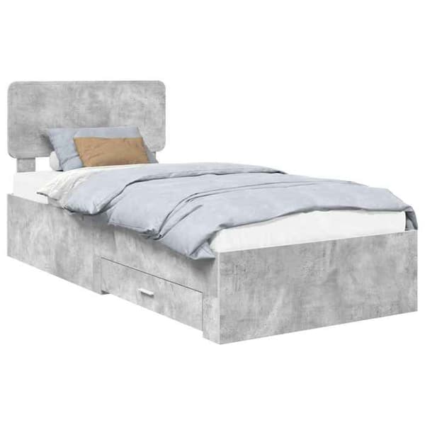 Maison Exclusive - Sängram Grå betong 90 x 200 cm Ingenjörsträ