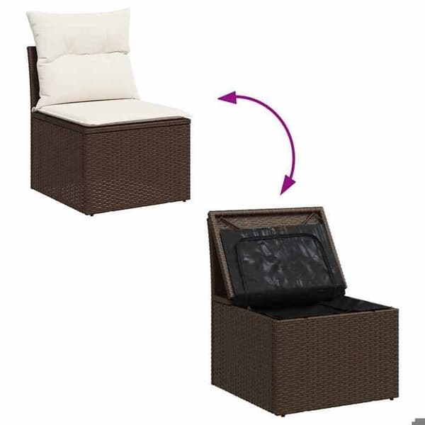 Maison Exclusive - Trädgårdsmöbler 8 delar med bruna kuddar i flätad resin brun