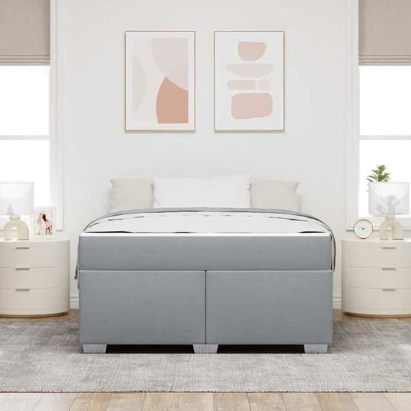Maison Exclusive - Sängram med madrass Ljusgrå 140 x 200 cm tyg