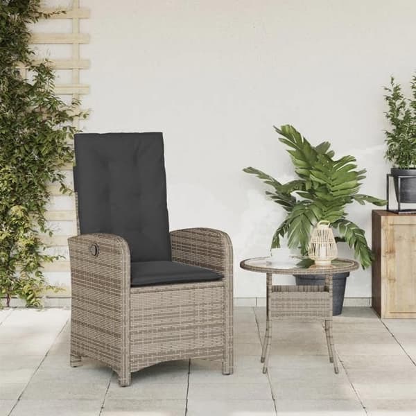 Maison Exclusive - Trädgårdsfåtölj med grå kuddar i flätad resin