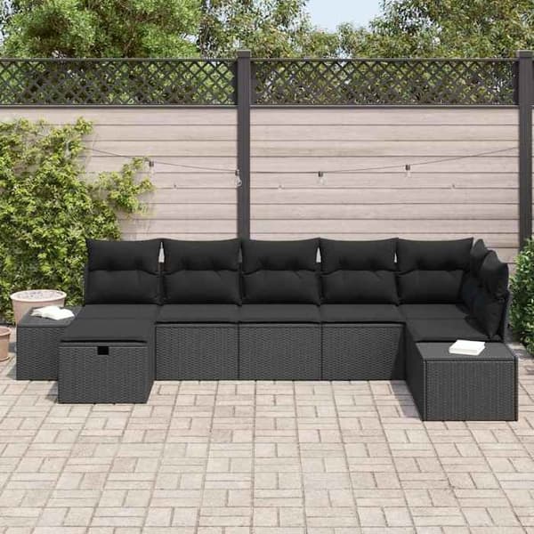 Maison Exclusive - 7 pc have-sofa sæt i sort polyrotin