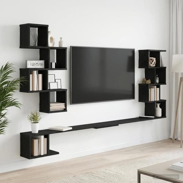 Maison Exclusive - Væghylde til tv Sort eg 180 x 15 x 94 cm