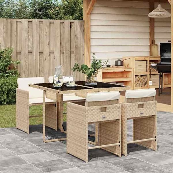 Maison Exclusive - Puutarhakalusteryhmä tyynyillä 5 kpl Beige polyrottinki beige