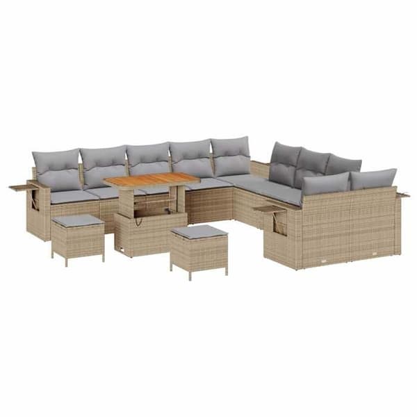 Maison Exclusive - 13 osan beige polyrottinkinen puutarhakalustesetti