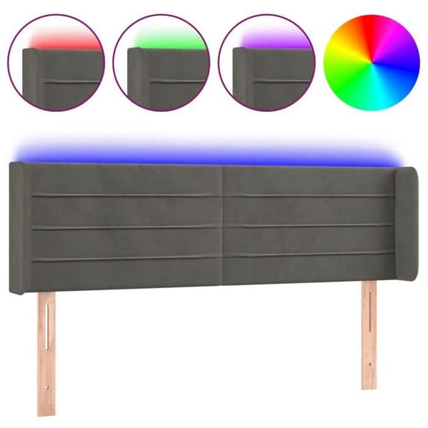 Maison Exclusive - LED Hovedgærde Mørkegrå 147x16x78/88 cm Velour mörkgrå