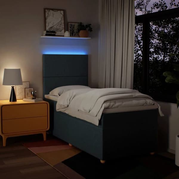 Maison Exclusive - Sengestel med springmadras Blå 90x200 cm Stof