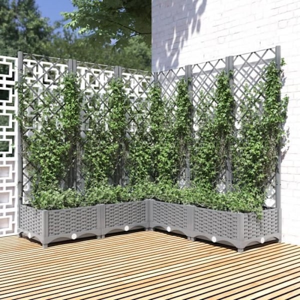 Plantekasse med espalier Lysegrå 120x120x121,5 cm PP Grå