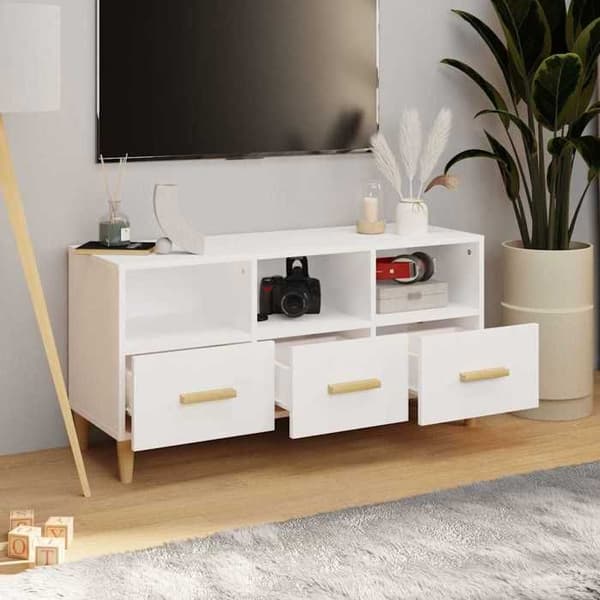 Maison Exclusive - TV-möbel Vit glans 102x36x50 cm Ingenjörsträ