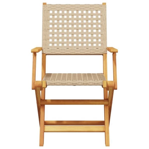 Maison Exclusive - 2 stk. foldestole i beige massiv akacietræ og polyrotin beige