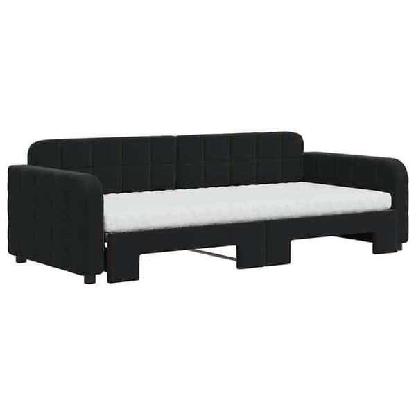 Maison Exclusive - Päivävuode, jossa on vetolaatikko ja musta patja 90x200 cm samettia