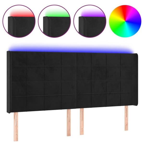 Maison Exclusive - LED Hovedgærde Sort 183x16x118/128 cm Velour Svart