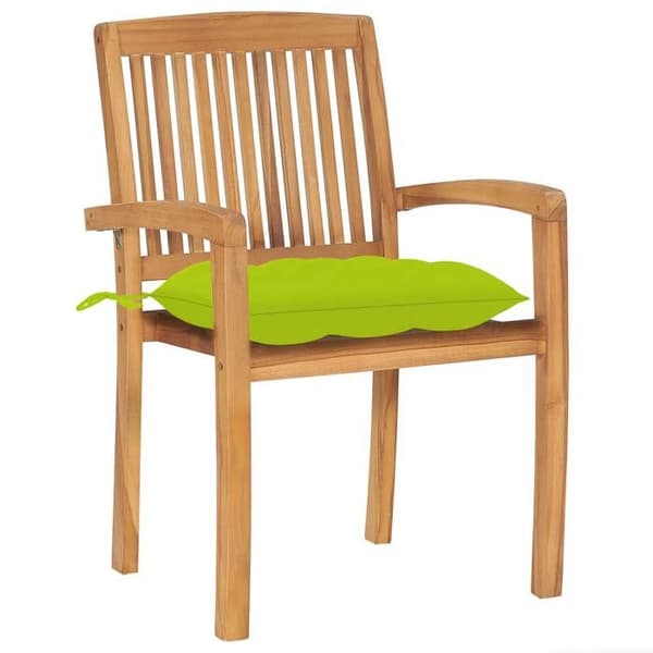 Maison Exclusive - Stabelbare havestole med puder sæt af 8 Solid teak Ljusgrön (kudde)