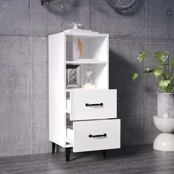 Maison Exclusive - Buffé Vit glänsande 34,5x34x90 cm Ingenjörsträ