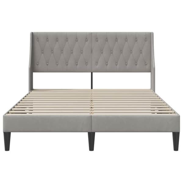 Maison Exclusive - Sängram med huvudgavel Ljusgrå 120 x 200 cm Sammet