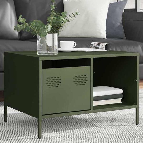 Maison Exclusive - Olivengrøn sofabord 68,5x50x43,5 cm koldvalset stål