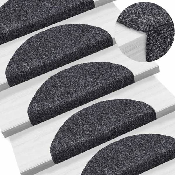 Maison Exclusive - Selvklæbende trappetæpper 10 stk. 65 x 21 x 4 cm Mørkegrå Halvrund Store mörkgrå