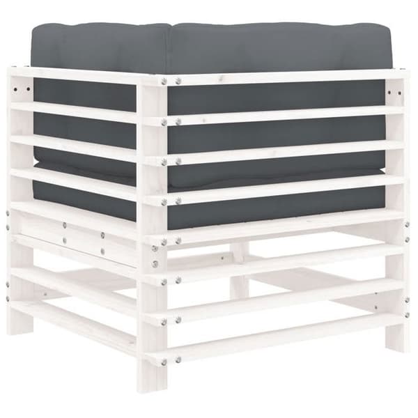 Maison Exclusive - Hörnsoffa med vita kuddar i solid furu