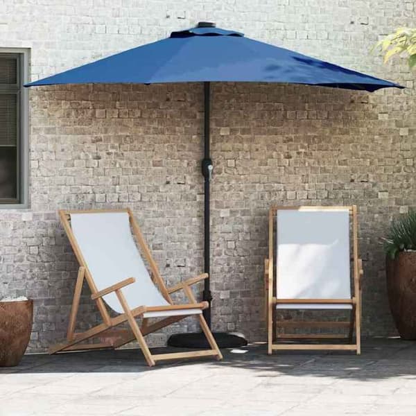 Haveparasol - MAISON EXCLUSIVE - 294 x 150 x 224 cm - Polyester & stål - Solcelle LED - UV-resistent Azurblå