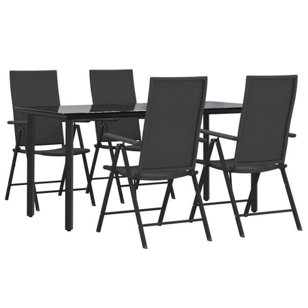Maison Exclusive - Trädgårdsset 5 delar Svart Flätad Resin