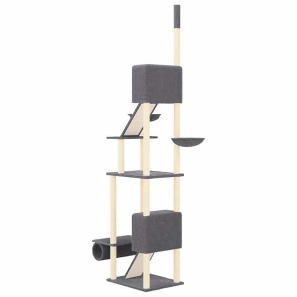 Kattetræ - Eksklusivt hus - Mørkegrå - Justerbar 277–303 cm - Multi-niveau (2 huse) mörkgrå