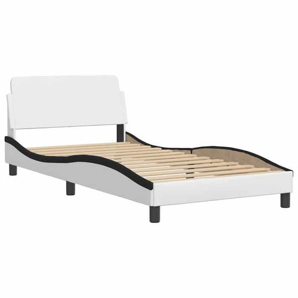 Maison Exclusive - Sängram Dover vit och svart 100x200 cm konstläder