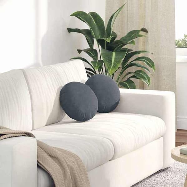 Maison Exclusive - Istuintyynyt 2 kpl Tummanharmaa sametti Ø30 x 13 cm Mörkgrå
