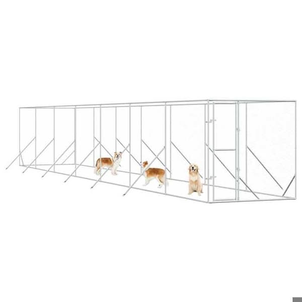 Utomhuskennel - Exklusivt hus - Galvaniserat stål - 2 x 14 x 2 m - Låsbart dörr Silver