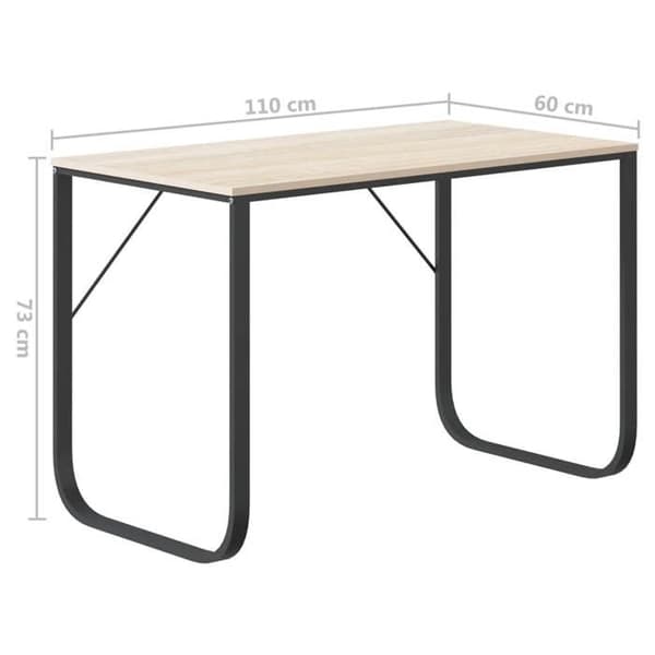 Maison Exclusive - Sort og egetræ computerbord 110x60x73 cm agglomereret Svart och ek